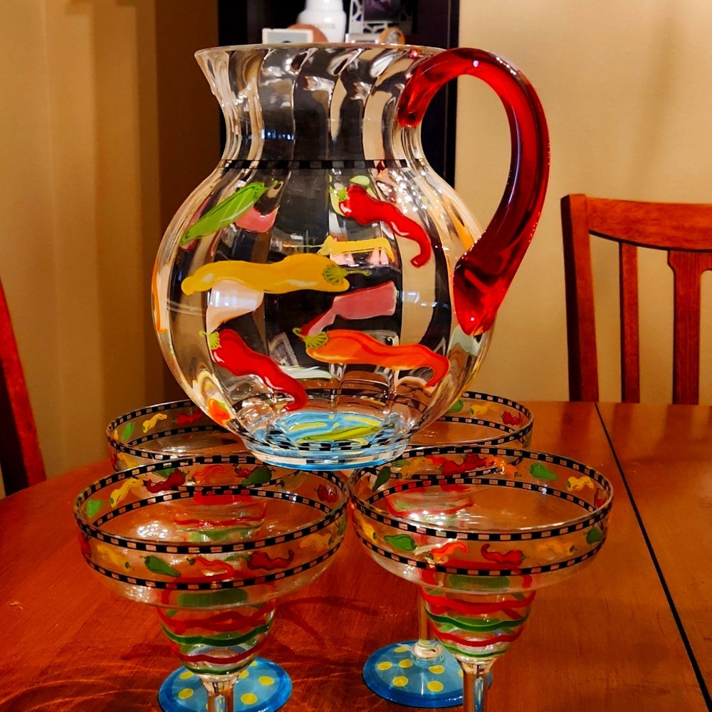 Margarita pitcher with four glasses